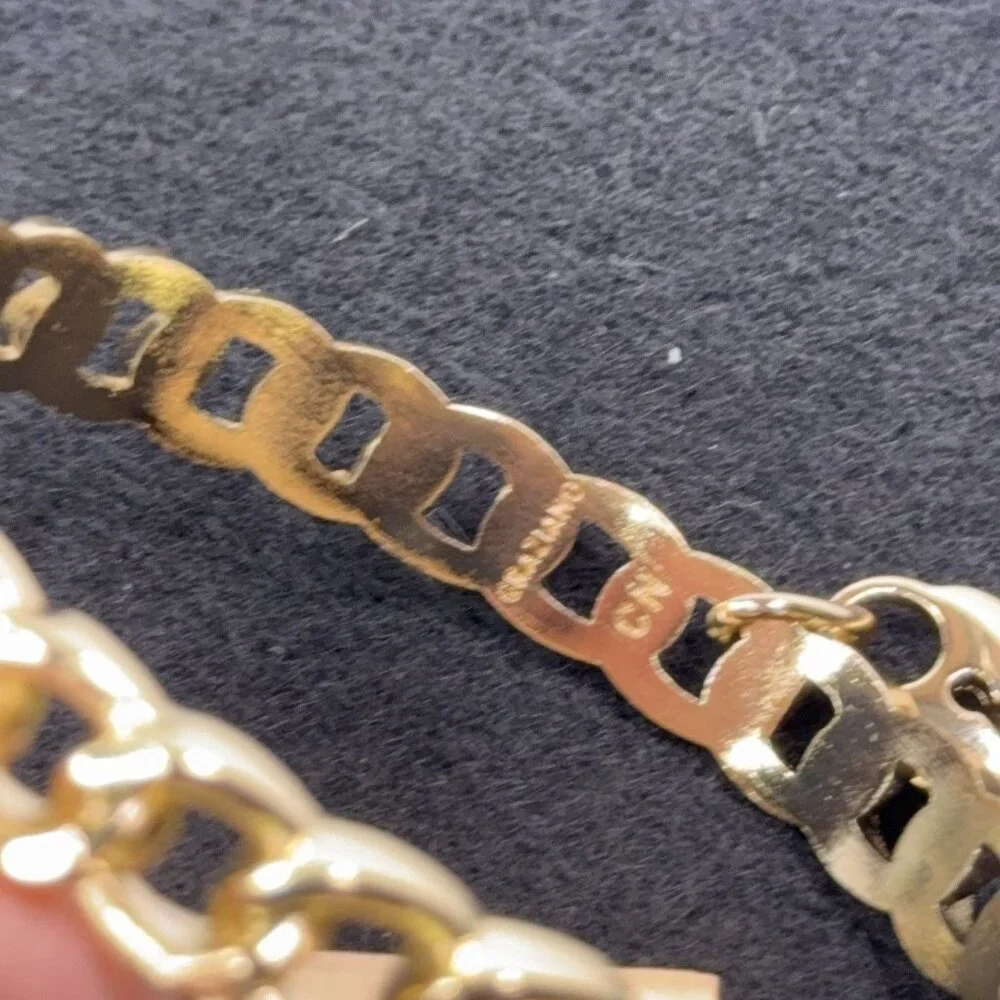 Graziano Gold Tone Bangle Bracelets Lot of 3 Rhinestones Open Link Lock Sz 8.5